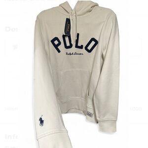 NWT Polo Logo Off White Pull Over Hoodie Small $168